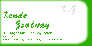 kende zsolnay business card